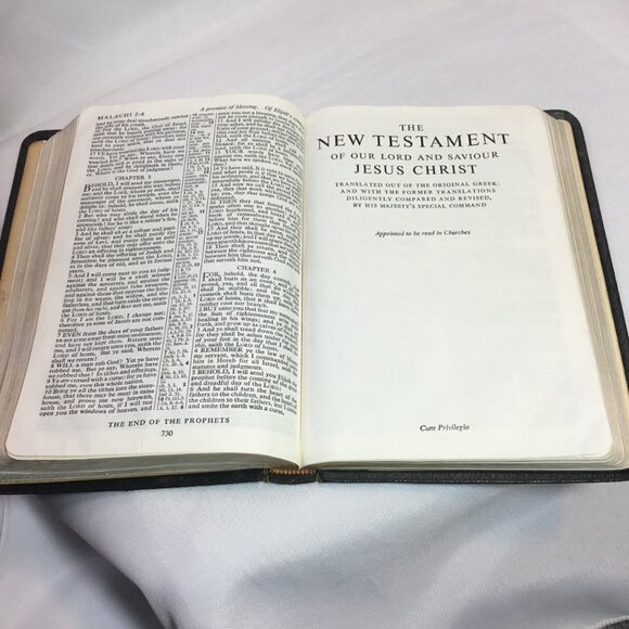 Cambridge Holy Bible Concordance Morocco Black Leather Vintage Not Red Letter - Picture 10 of 15